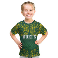 World Rugby Cook Islands Kid T Shirt Green Polynesian Tribal Pattern - Polynesian Pride