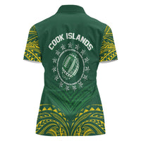 World Rugby Cook Islands Women Polo Shirt Green Polynesian Tribal Pattern - Polynesian Pride