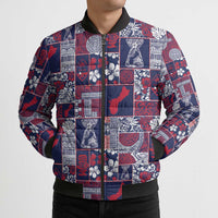 Guam Felis Pasgua Bomber Puffer Jacket Pacific Patchwork Xmas Vibes - Polynesian Pride