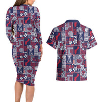 Guam Felis Pasgua Couples Matching Long Sleeve Bodycon Dress and Hawaiian Shirt Pacific Patchwork Xmas Vibes LT9 - Polynesian Pride