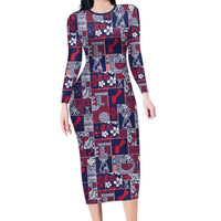 Guam Felis Pasgua Family Matching Long Sleeve Bodycon Dress and Hawaiian Shirt Pacific Patchwork Xmas Vibes - Polynesian Pride
