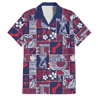 Guam Felis Pasgua Family Matching Puletasi and Hawaiian Shirt Pacific Patchwork Xmas Vibes LT9 Dad's Shirt - Short Sleeve Blue - Polynesian Pride