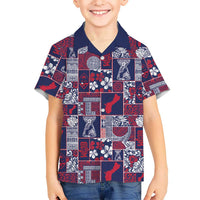 Guam Felis Pasgua Family Matching Short Sleeve Bodycon Dress and Hawaiian Shirt Pacific Patchwork Xmas Vibes - Polynesian Pride