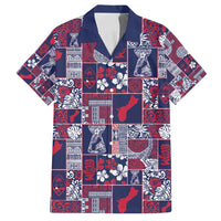 Guam Felis Pasgua Family Matching Tank Maxi Dress and Hawaiian Shirt Pacific Patchwork Xmas Vibes LT9 Dad's Shirt - Short Sleeve Blue - Polynesian Pride