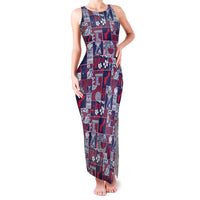 Guam Felis Pasgua Family Matching Tank Maxi Dress and Hawaiian Shirt Pacific Patchwork Xmas Vibes LT9 Mom's Dress Blue - Polynesian Pride