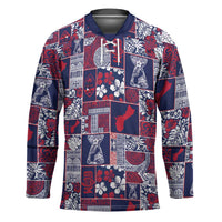 Guam Felis Pasgua Hockey Jersey Pacific Patchwork Xmas Vibes LT9 Unisex Blue - Polynesian Pride