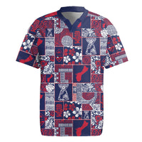 Guam Felis Pasgua Rugby Jersey Pacific Patchwork Xmas Vibes LT9 Blue - Polynesian Pride