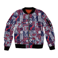 Guam Felis Pasgua Sleeve Zip Bomber Jacket Pacific Patchwork Xmas Vibes - Polynesian Pride