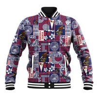 Manuia le Kerisimasi American Samoa Baseball Jacket Pacific Patchwork Xmas Vibes LT9 Unisex Blue - Polynesian Pride