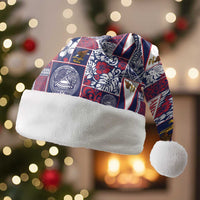 Manuia le Kerisimasi American Samoa Christmas Santa Hat Pacific Patchwork Xmas Vibes LT9 Without Fur Blue - Polynesian Pride