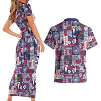 Manuia le Kerisimasi American Samoa Couples Matching Short Sleeve Bodycon Dress and Hawaiian Shirt Pacific Patchwork Xmas Vibes LT9 - Polynesian Pride