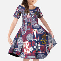 Manuia le Kerisimasi American Samoa Family Matching Long Sleeve Bodycon Dress and Hawaiian Shirt Pacific Patchwork Xmas Vibes - Polynesian Pride