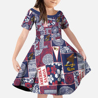 Manuia le Kerisimasi American Samoa Family Matching Mermaid Dress and Hawaiian Shirt Pacific Patchwork Xmas Vibes LT9 Daughter's Dress Blue - Polynesian Pride