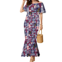 Manuia le Kerisimasi American Samoa Family Matching Mermaid Dress and Hawaiian Shirt Pacific Patchwork Xmas Vibes LT9 Mom's Dress Blue - Polynesian Pride