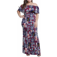 Manuia le Kerisimasi American Samoa Family Matching Off Shoulder Maxi Dress and Hawaiian Shirt Pacific Patchwork Xmas Vibes LT9 Mom's Dress Blue - Polynesian Pride