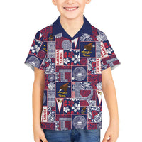 Manuia le Kerisimasi American Samoa Family Matching Off Shoulder Maxi Dress and Hawaiian Shirt Pacific Patchwork Xmas Vibes LT9 Son's Shirt Blue - Polynesian Pride