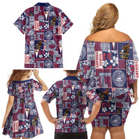 Manuia le Kerisimasi American Samoa Family Matching Off Shoulder Short Dress and Hawaiian Shirt Pacific Patchwork Xmas Vibes LT9 - Polynesian Pride