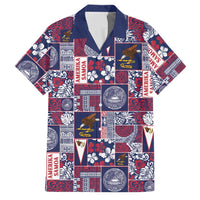 Manuia le Kerisimasi American Samoa Family Matching Off Shoulder Short Dress and Hawaiian Shirt Pacific Patchwork Xmas Vibes LT9 Dad's Shirt - Short Sleeve Blue - Polynesian Pride