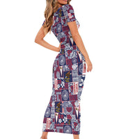 Manuia le Kerisimasi American Samoa Family Matching Short Sleeve Bodycon Dress and Hawaiian Shirt Pacific Patchwork Xmas Vibes - Polynesian Pride