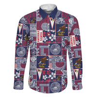 Manuia le Kerisimasi American Samoa Family Matching Summer Maxi Dress and Hawaiian Shirt Pacific Patchwork Xmas Vibes LT9 Dad's Shirt - Long Sleeve Blue - Polynesian Pride