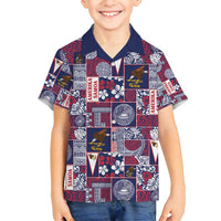 Manuia le Kerisimasi American Samoa Family Matching Tank Maxi Dress and Hawaiian Shirt Pacific Patchwork Xmas Vibes LT9 Son's Shirt Blue - Polynesian Pride