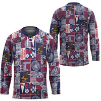 Manuia le Kerisimasi American Samoa Hockey Jersey Pacific Patchwork Xmas Vibes - Polynesian Pride