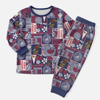 Manuia le Kerisimasi American Samoa Christmas Pajama Set Pacific Patchwork Xmas Vibes LT9 Men Blue - Polynesian Pride