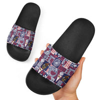 Manuia le Kerisimasi American Samoa Slide Sandals Pacific Patchwork Xmas Vibes - Polynesian Pride
