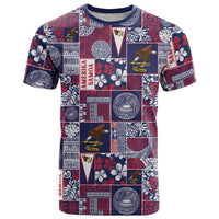 Manuia le Kerisimasi American Samoa T Shirt Pacific Patchwork Xmas Vibes LT9 Blue - Polynesian Pride