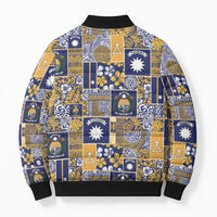 Ekamawir omo Nauru Bomber Puffer Jacket Pacific Patchwork Xmas Vibes - Polynesian Pride