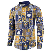 Ekamawir omo Nauru Button Sweatshirt Pacific Patchwork Xmas Vibes - Polynesian Pride