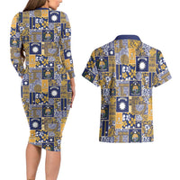 Ekamawir omo Nauru Couples Matching Long Sleeve Bodycon Dress and Hawaiian Shirt Pacific Patchwork Xmas Vibes LT9 - Polynesian Pride