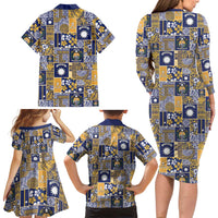 Ekamawir omo Nauru Family Matching Long Sleeve Bodycon Dress and Hawaiian Shirt Pacific Patchwork Xmas Vibes LT9 - Polynesian Pride
