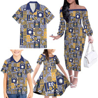 Ekamawir omo Nauru Family Matching Off The Shoulder Long Sleeve Dress and Hawaiian Shirt Pacific Patchwork Xmas Vibes LT9 - Polynesian Pride