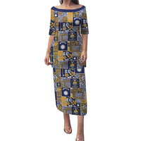 Ekamawir omo Nauru Family Matching Puletasi and Hawaiian Shirt Pacific Patchwork Xmas Vibes LT9 Mom's Dress Blue - Polynesian Pride