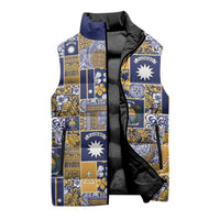 Ekamawir omo Nauru Sleeveless Puffer Jacket Pacific Patchwork Xmas Vibes - Polynesian Pride