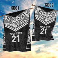 New Zealand Black Fern Custom Garden Flag Maori Tukutuku Black-white Motif