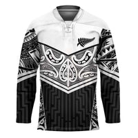New Zealand Black Fern Custom Hockey Jersey Maori Tukutuku Black-white Motif - Polynesian Pride