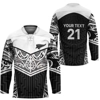 New Zealand Black Fern Custom Hockey Jersey Maori Tukutuku Black-white Motif - Polynesian Pride