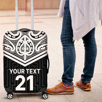 New Zealand Black Fern Custom Luggage Cover Maori Tukutuku Black-white Motif