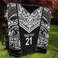 New Zealand Black Fern Custom Quilt Maori Tukutuku Black-white Motif