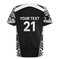 New Zealand Black Fern Custom Rugby Jersey Maori Tukutuku Black-white Motif