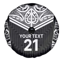 New Zealand Black Fern Custom Spare Tire Cover Maori Tukutuku Black-white Motif