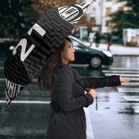 New Zealand Black Fern Custom Umbrella Maori Tukutuku Black-white Motif - Polynesian Pride