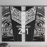 New Zealand Black Fern Custom Window Curtain Maori Tukutuku Black-white Motif
