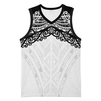 New Zealand Koru Fern Custom Basketball Jersey Simple Taniko Motif - Polynesian Pride