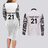 New Zealand Koru Fern Custom Couples Matching Long Sleeve Bodycon Dress and Long Sleeve Button Shirt Simple Taniko Motif