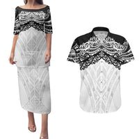 New Zealand Koru Fern Custom Couples Matching Puletasi and Hawaiian Shirt Simple Taniko Motif