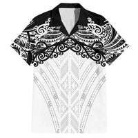 New Zealand Koru Fern Custom Family Matching Off Shoulder Maxi Dress and Hawaiian Shirt Simple Taniko Motif LT9 Dad's Shirt - Short Sleeve White - Polynesian Pride