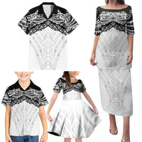 New Zealand Koru Fern Custom Family Matching Puletasi and Hawaiian Shirt Simple Taniko Motif